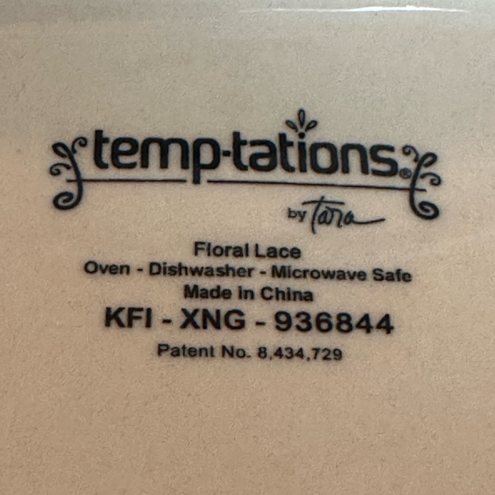 Temptations 10oz Baking Dish - Set of 2 - Floral Lace - Cobalt Blue White Brown - Picture 9 of 10